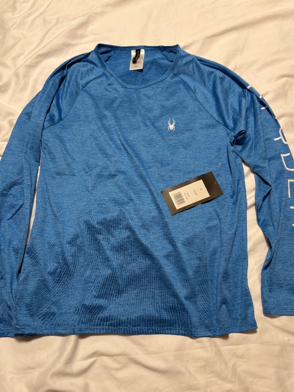 Spyder Swim Big Boys Large UPF 50+ Long Sleeve Rash Guard Shirt Blue NWT